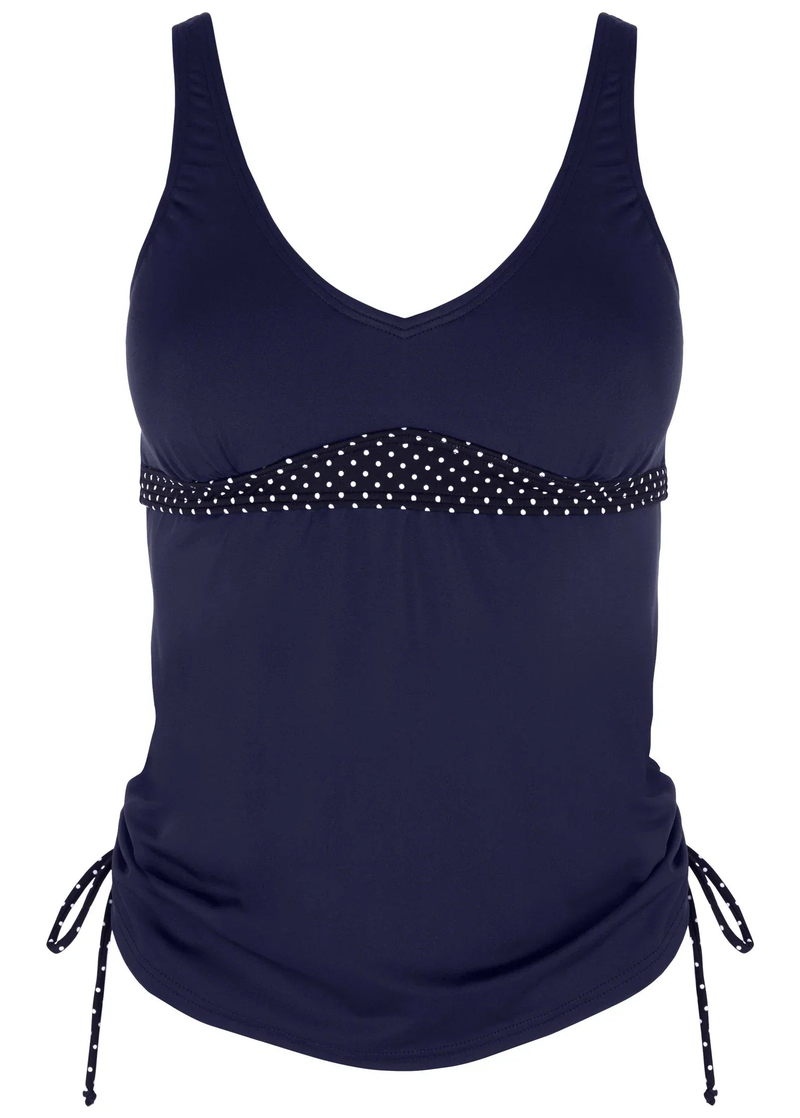 Tankini Top Navy White Dot