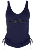 Tankini Top Navy White Dot