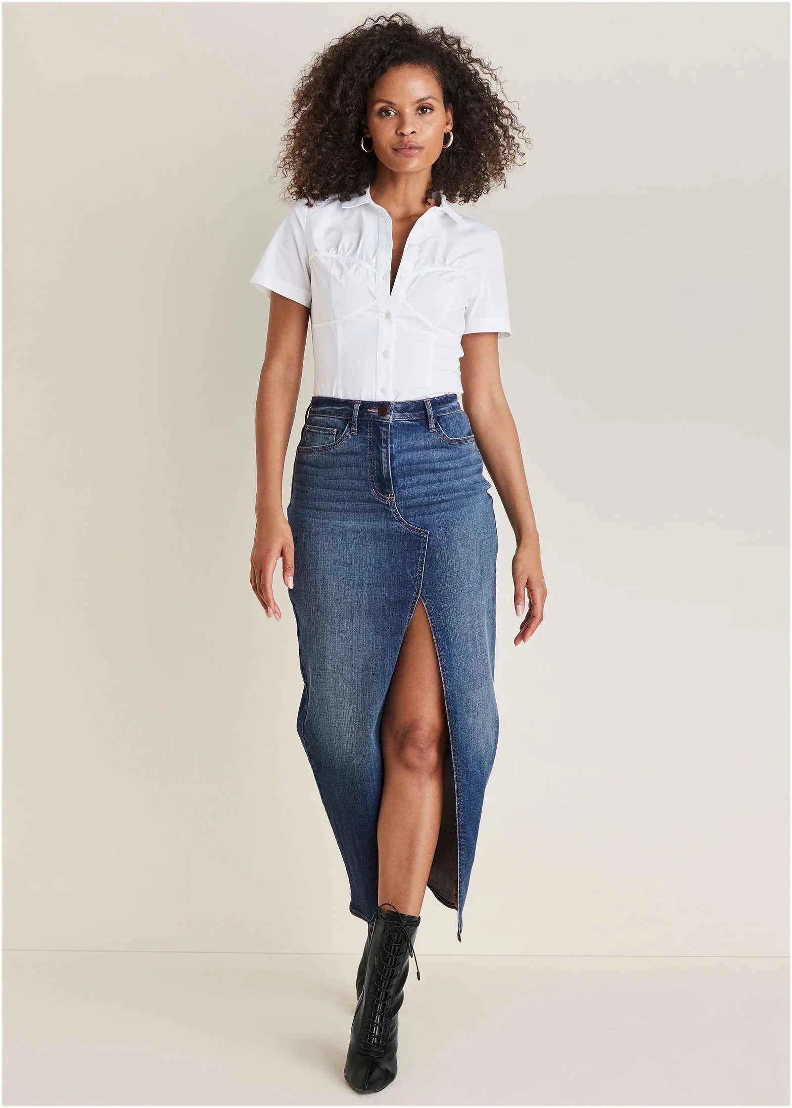 Denim Maxi Skirt Medium Wash