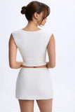 Modal Ruched Cap Sleeve Top in White