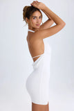 Cowl Back Halterneck Mini Dress in White