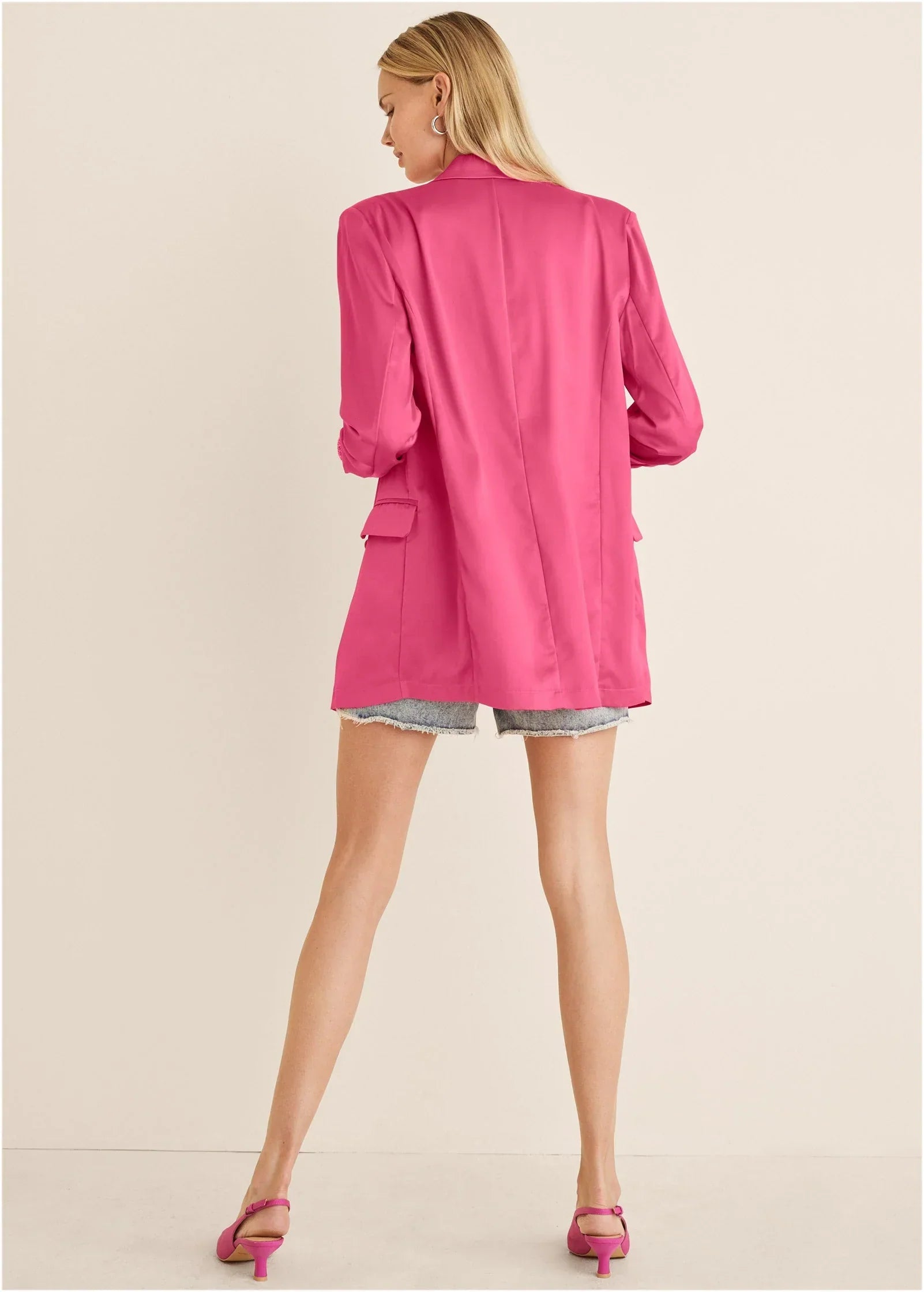 Double Breasted Blazer Hot Pink