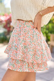Pretty Moment Orange Multi Floral Print Tiered Mini Skort SALE
