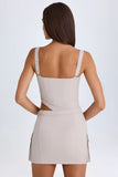 Belted Cut Out Mini Dress in Taupe