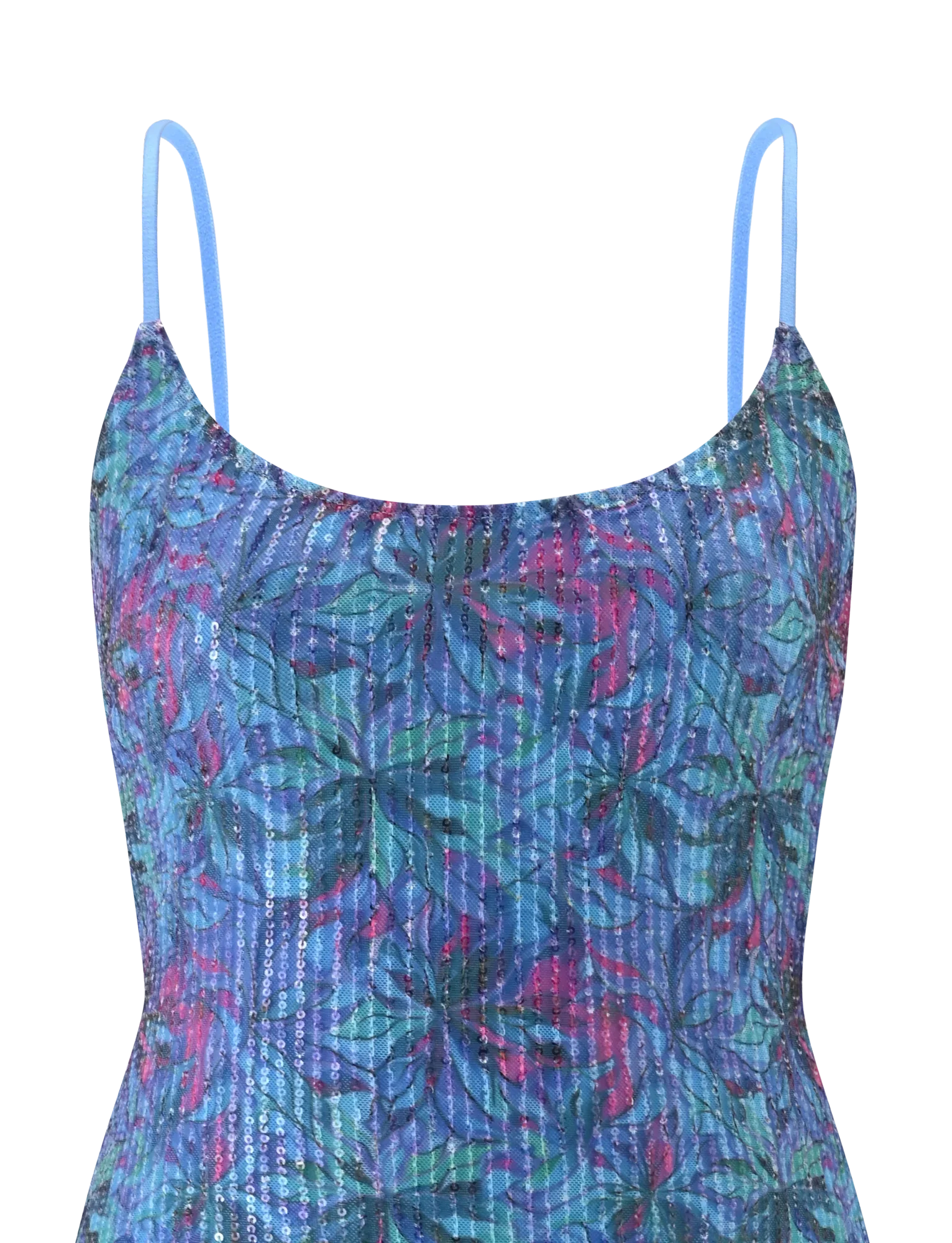 ZEINA MINI DRESS BLUE FLORAL SEQUIN