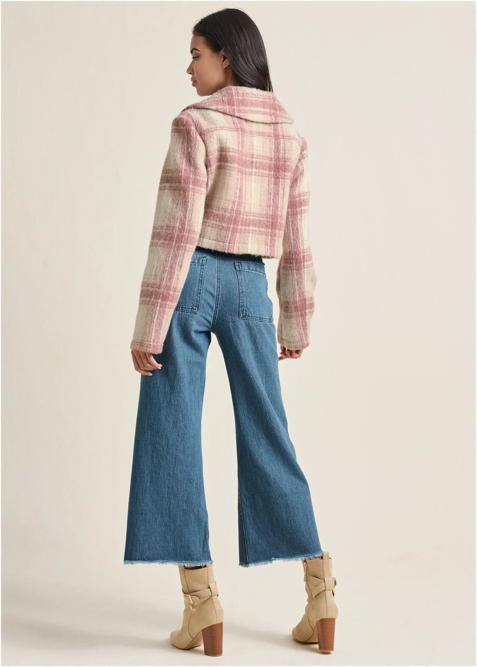 Crop Double Breasted Jacket Pink Multi