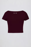 Soft Active Sweetheart Neck Crop Top in Burgundy