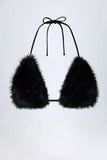 Faux Fur Triangle Bralette in Black