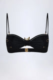 Hardware Detail Halterneck Bikini Top in Black