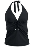 Sicily Halter Tankini Top Black Beauty
