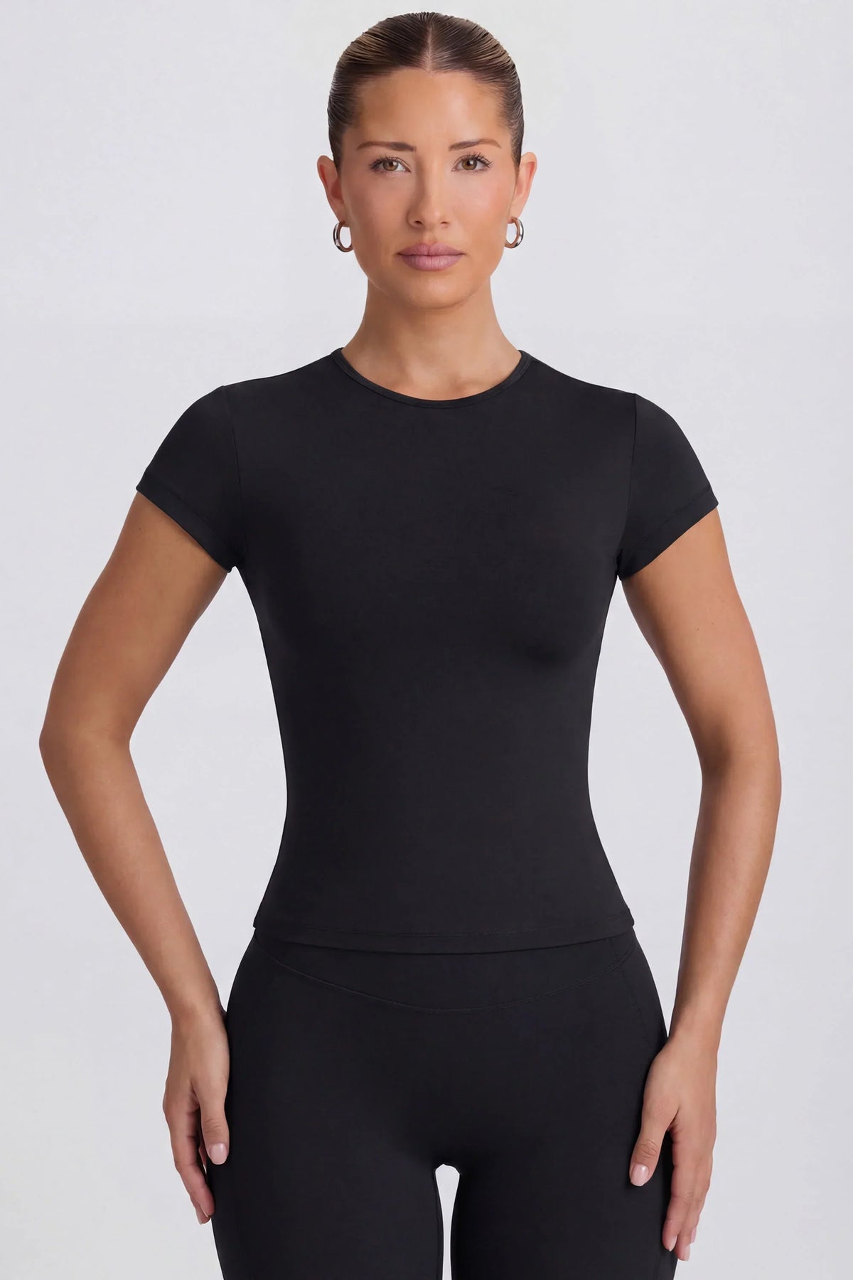 Cut Out Longline T Shirt in Black