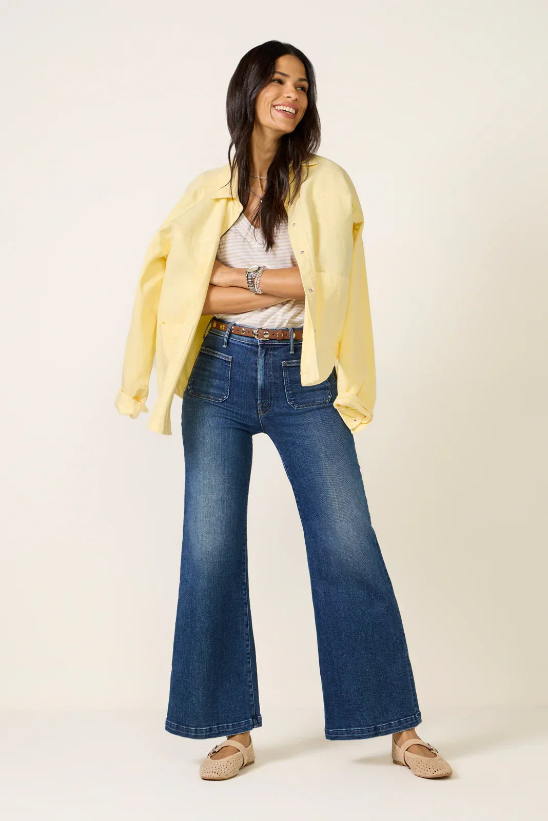 Hustler Roller Patch Pocket Skimp Wide Leg Jean