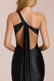 Asymmetric Tie Back Gown in Black