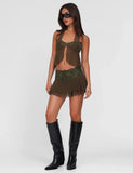 ADELINA TOP GREEN KHAKI GREEN IVORY