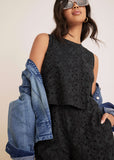 Paisley Eyelet Romper Black