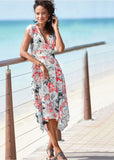 Wrap Midi Dress Red Multi