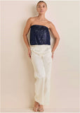 Shiny Satin Pant Off White