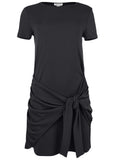 Tie Waist Detail Mini Dress Jet Black