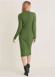 Mockneck Midi Sweater Dress Bronze Green
