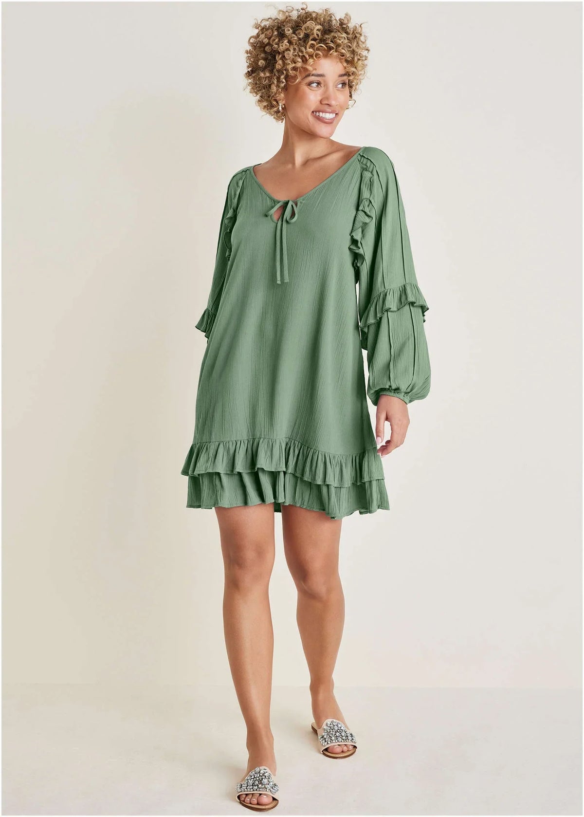 Ruffle Mini Dress Basil