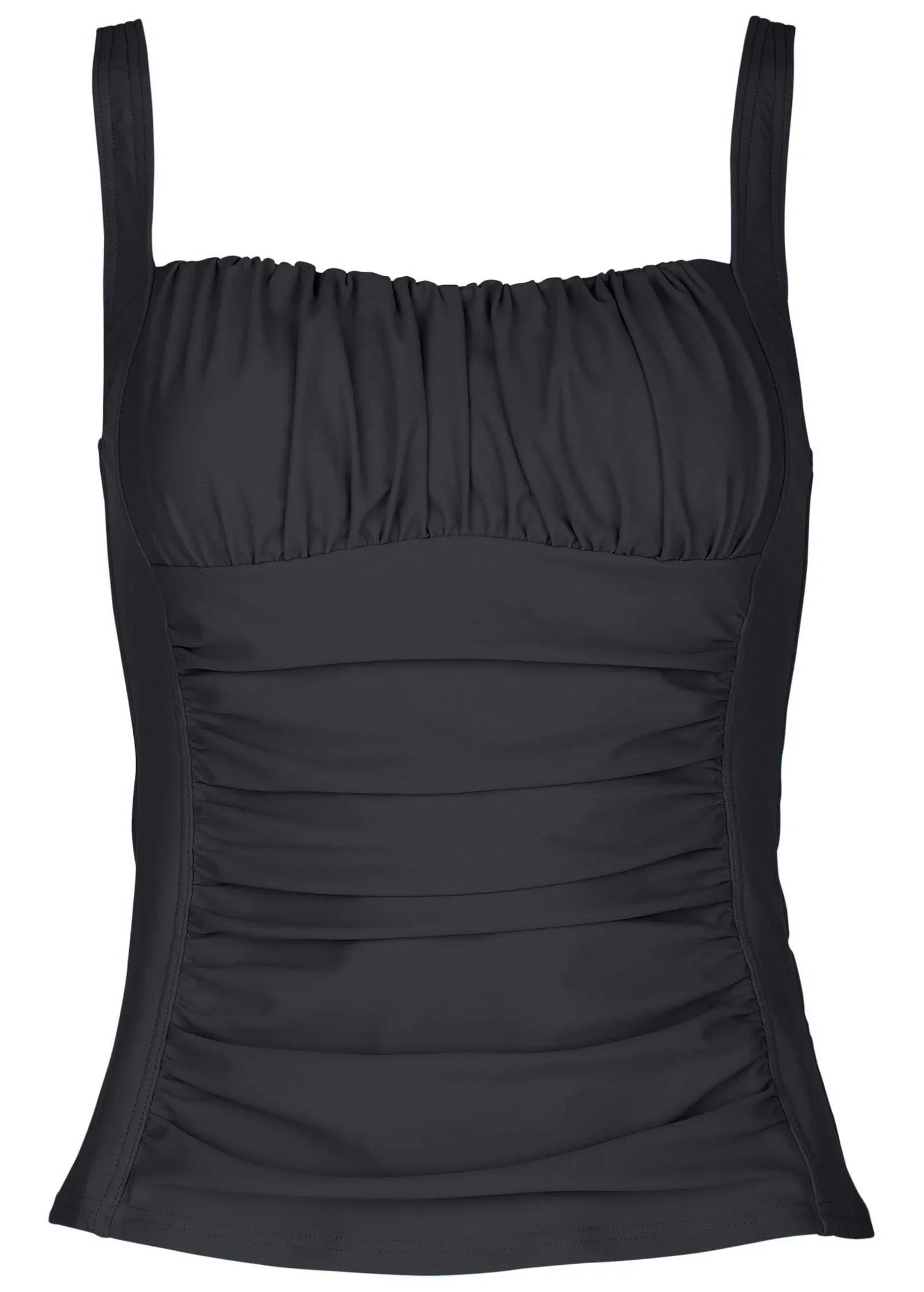 Sydney Ruched Tankini Top Jet Black