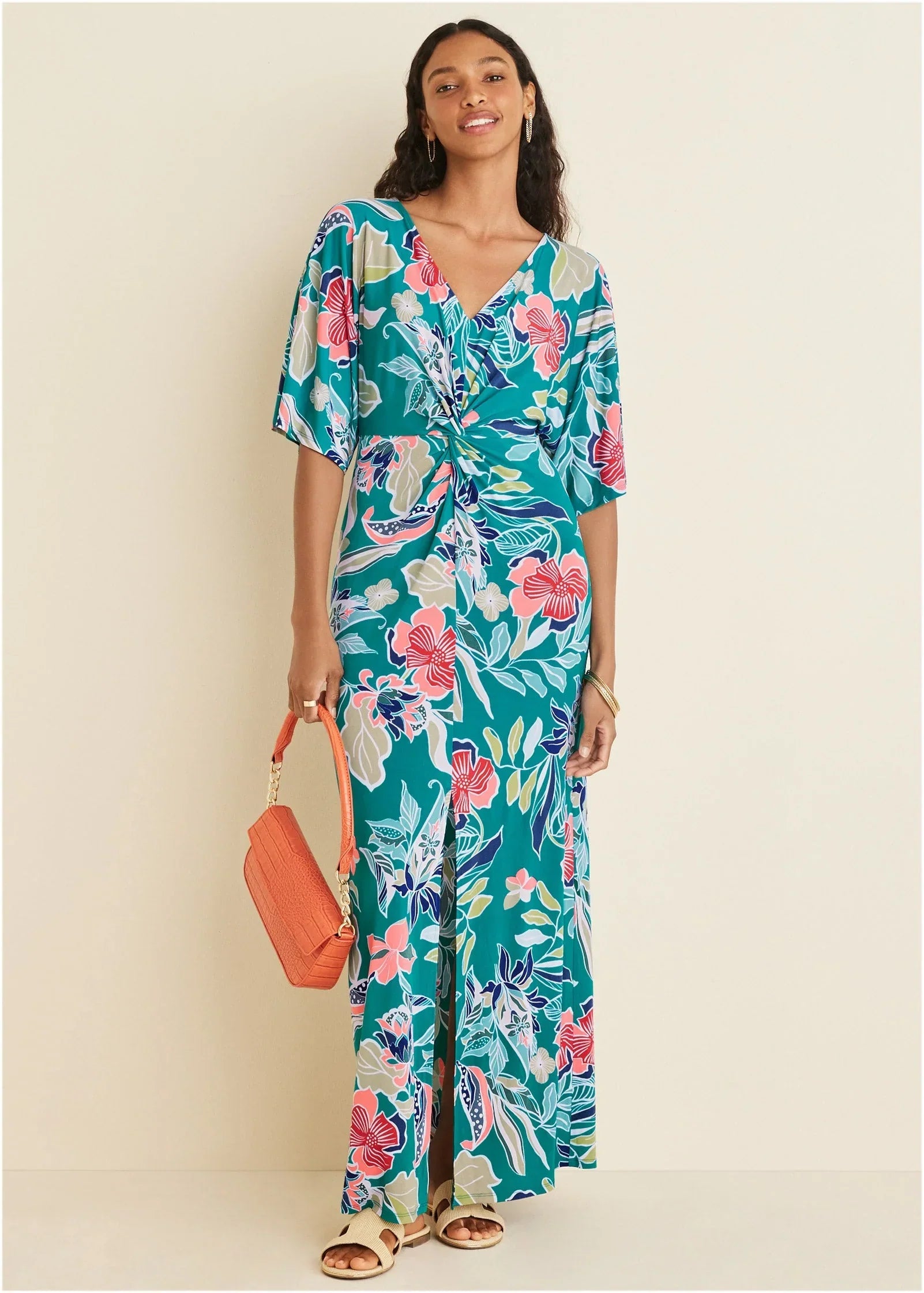 Twist Front Maxi Dress Paradise Floral