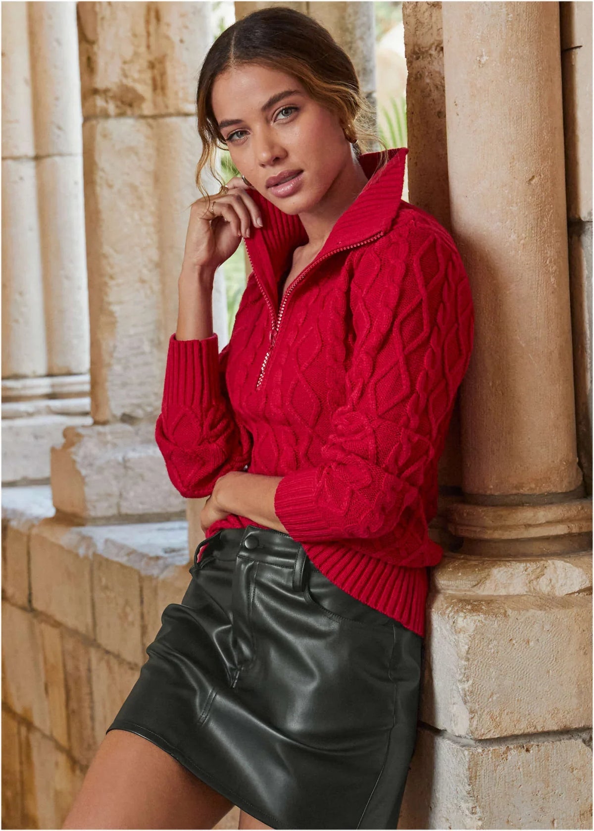 Zip Pullover Equestrian Red