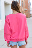 Sadie Hot Pink Eyelet Trim Pullover