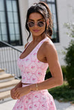 Head Start Pink Floral and Bows Printed V Shaped Back Active Top