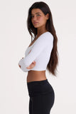 Seamless Soft Rib Cut Out Crop Top in White