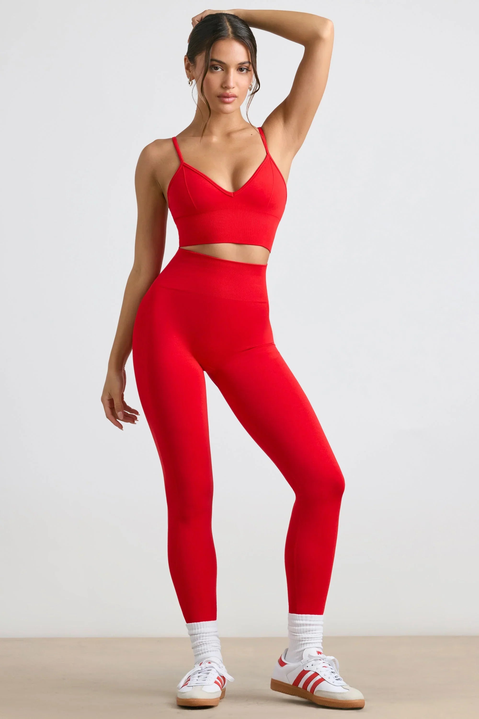 Define Luxe High Waist Leggings in Red