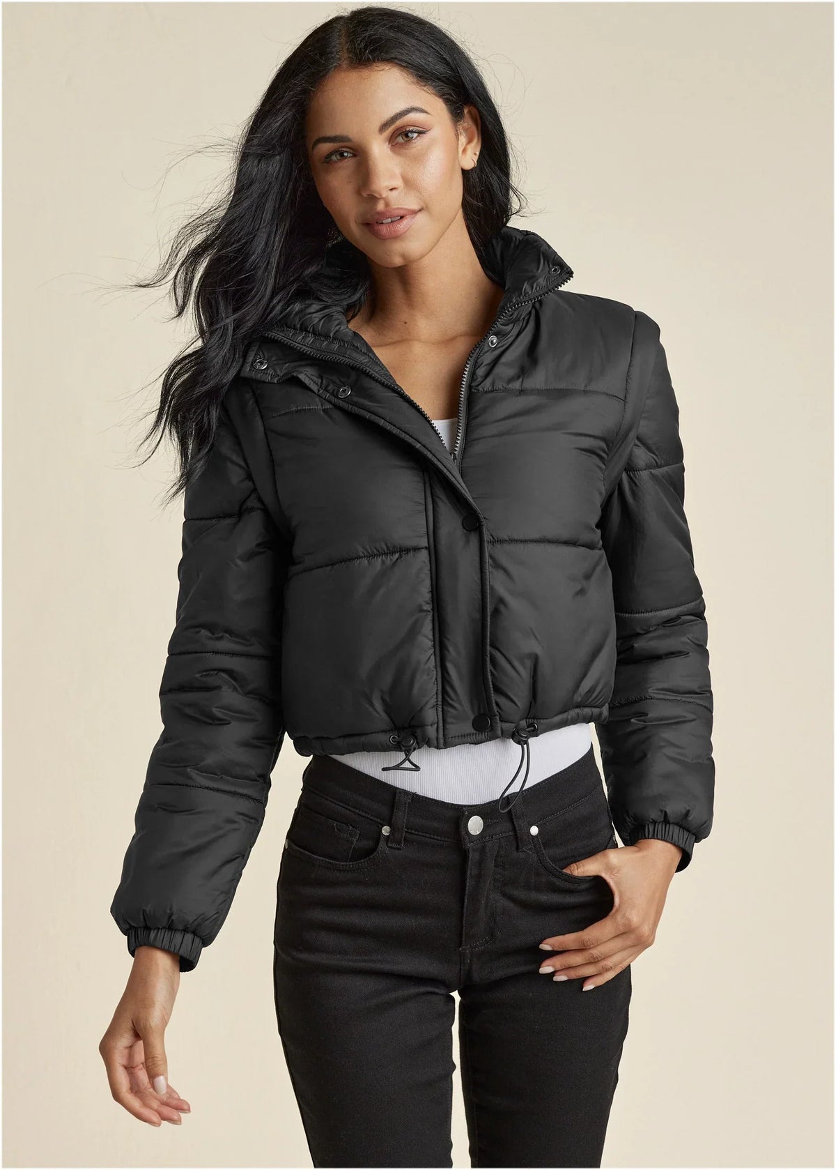 Convertible Puffer Coat Black