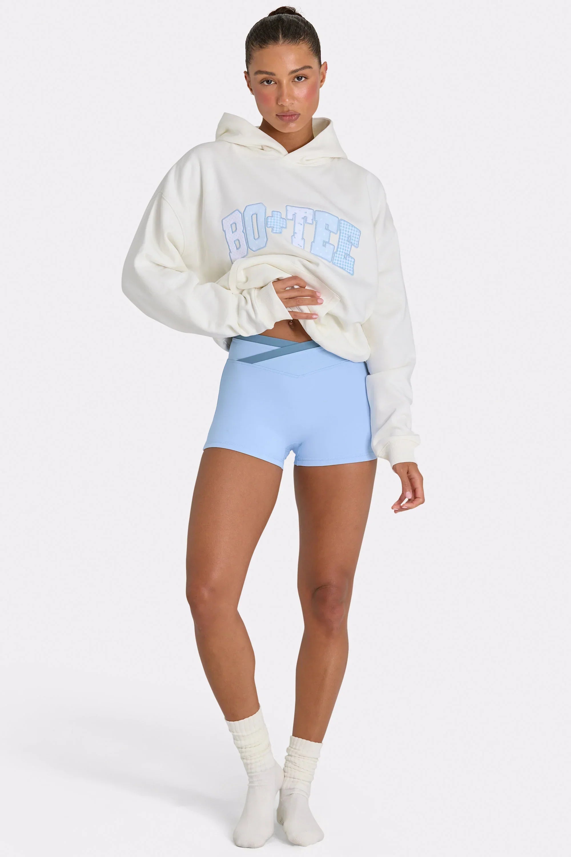 Oversized Applique Hoodie in Coconut