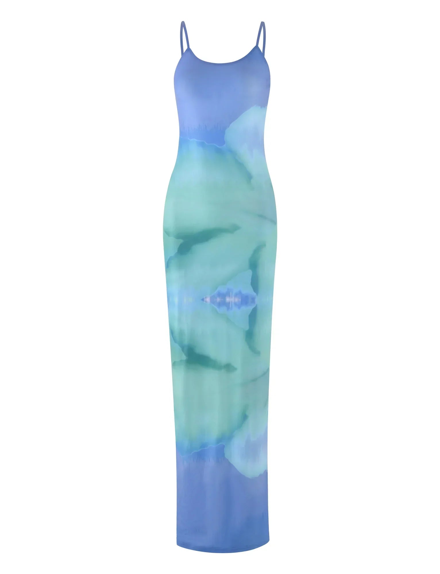 ARDON MAXI DRESS BLUE MACRO FLORAL BLUE HIBISCUS