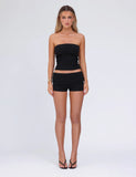 HARRIETT RIB TUBE TOP BLACK