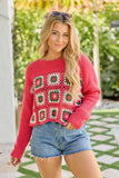Marlie Red Crochet Sweater SALE