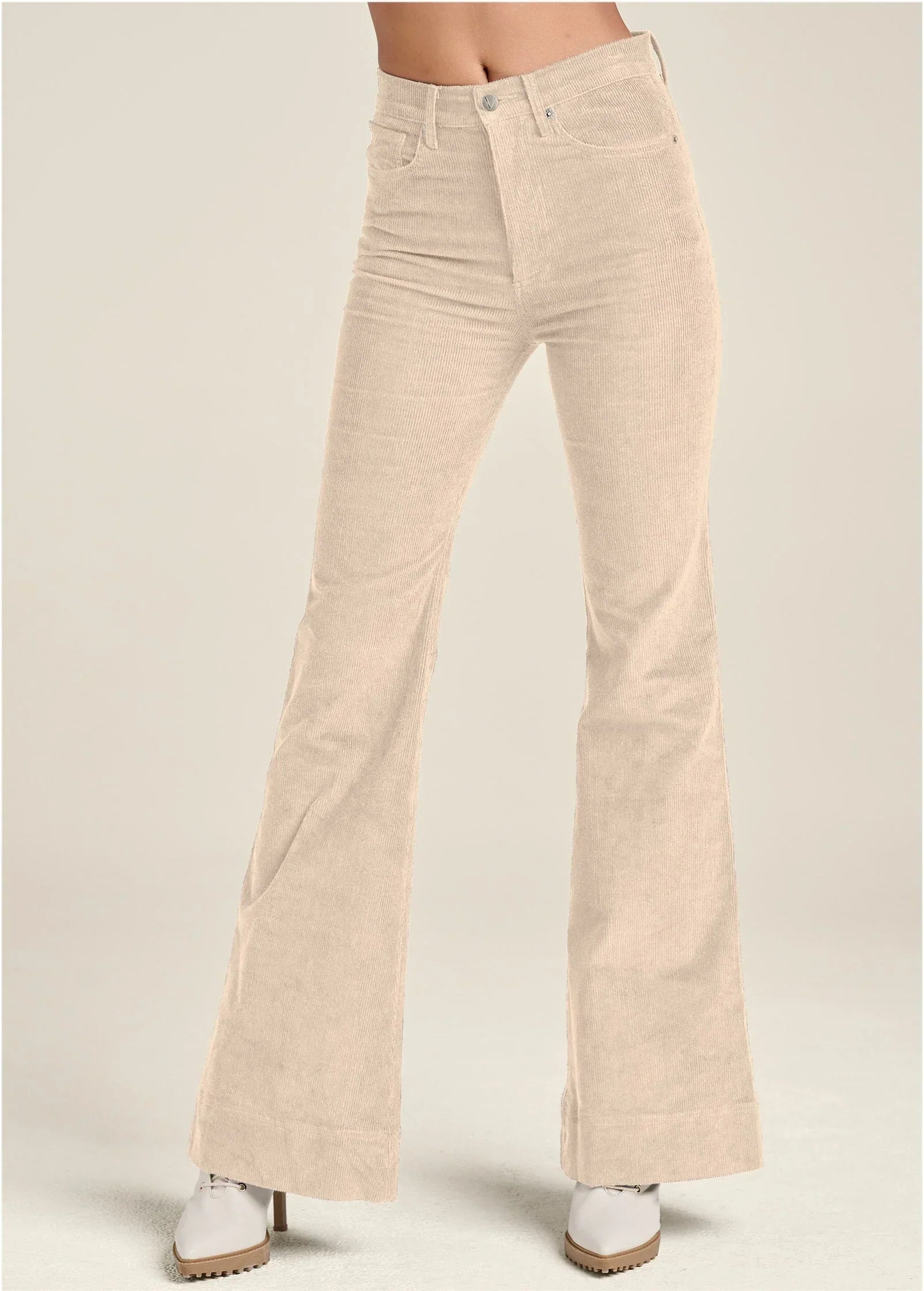 Corduroy Flared Pants Cream