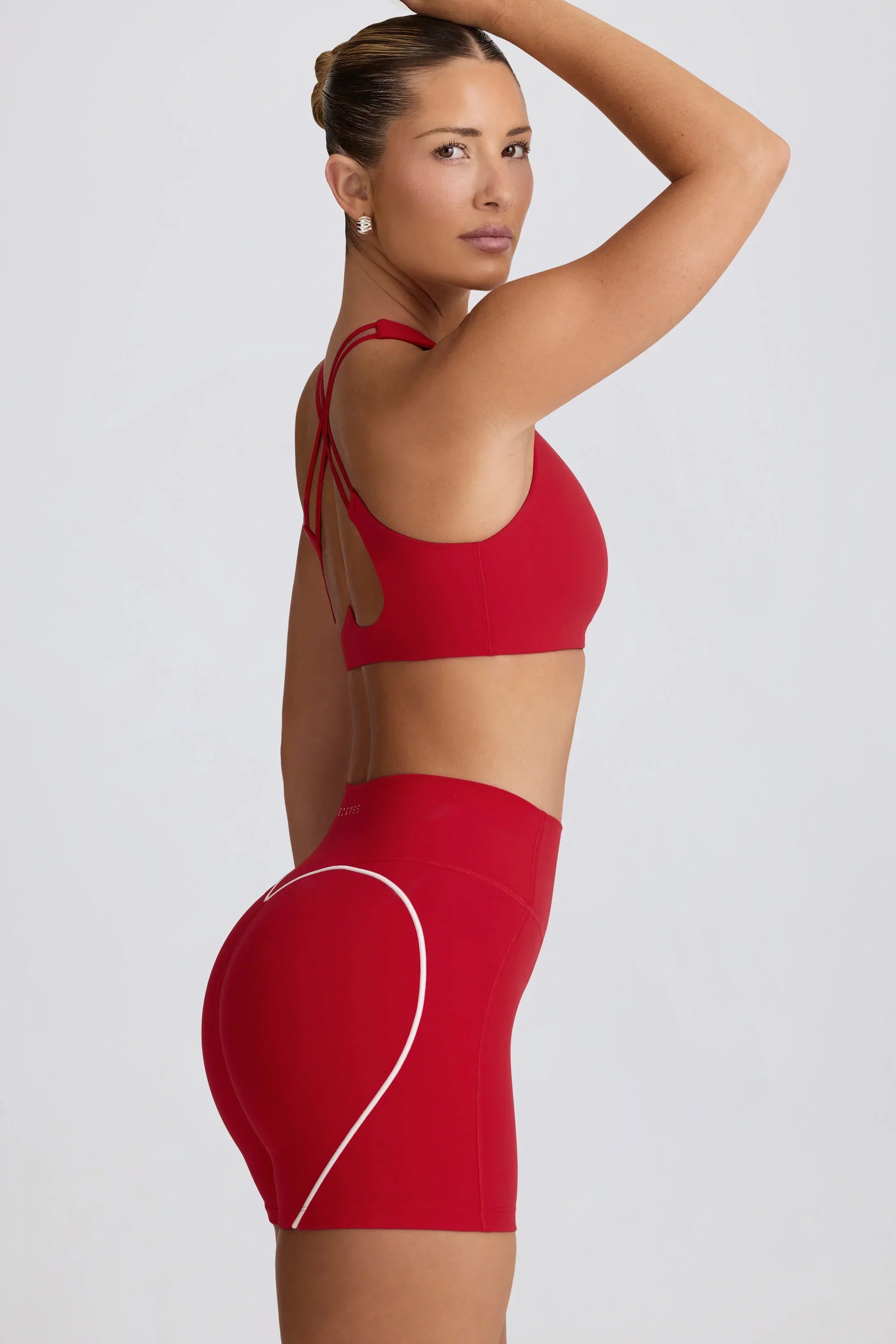 Soft Active V Neck Sports Bra in Hot Red