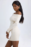 Modal Off Shoulder Ruched Mini Dress in Ivory