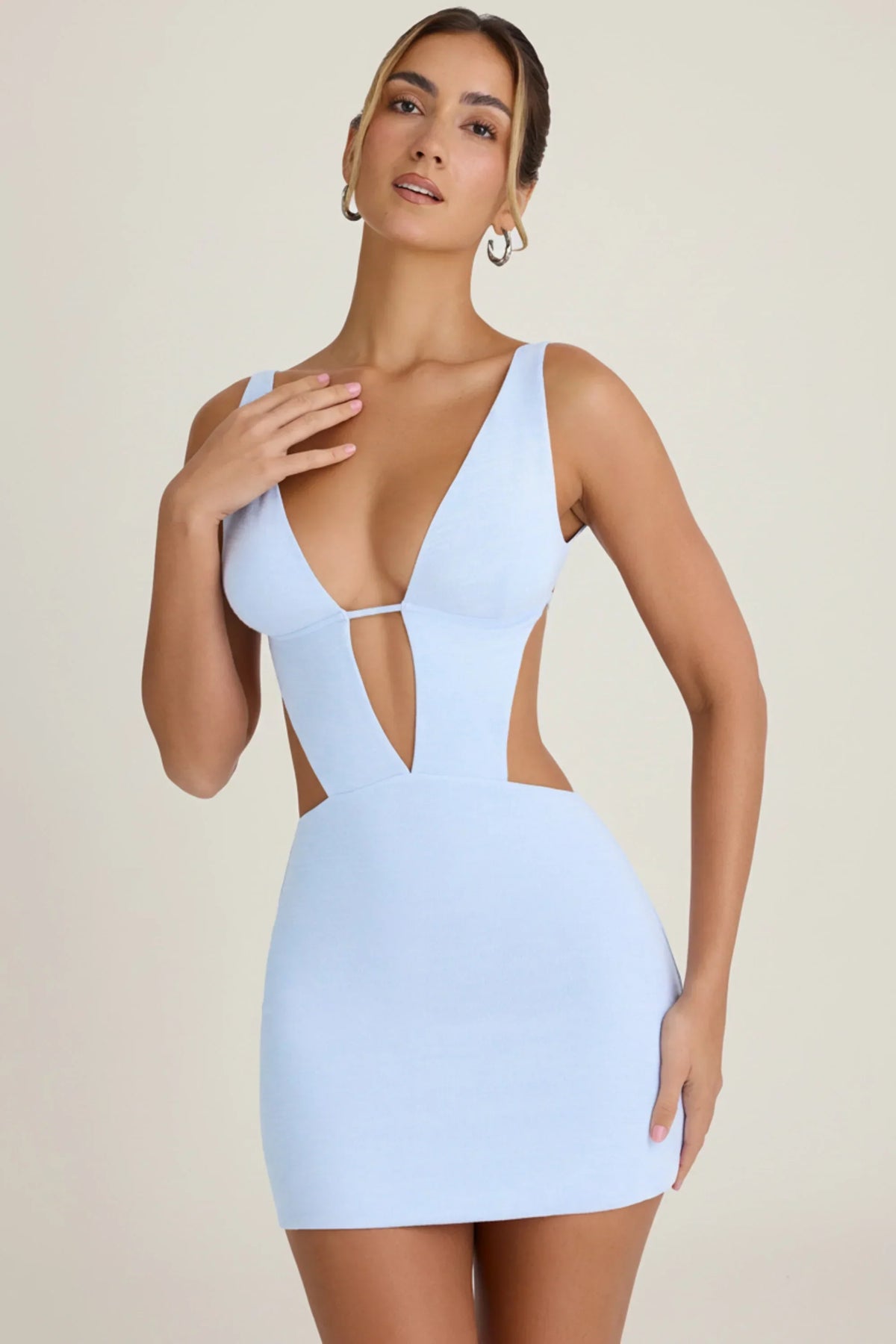 Cut Out A Line Mini Dress in Periwinkle Blue