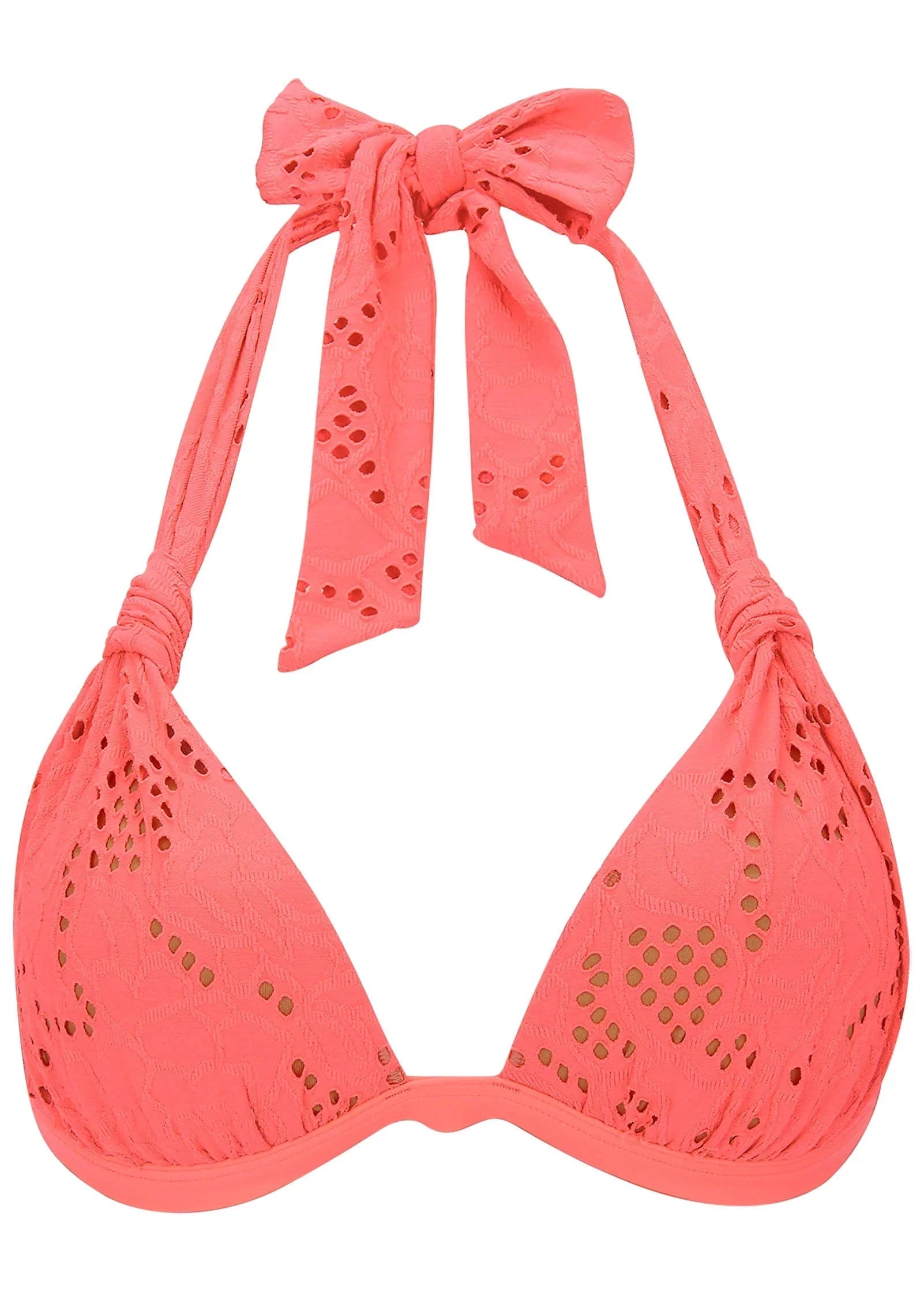Lace Goddess Push Up Halter Top Coral