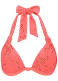 Lace Goddess Push Up Halter Top Coral