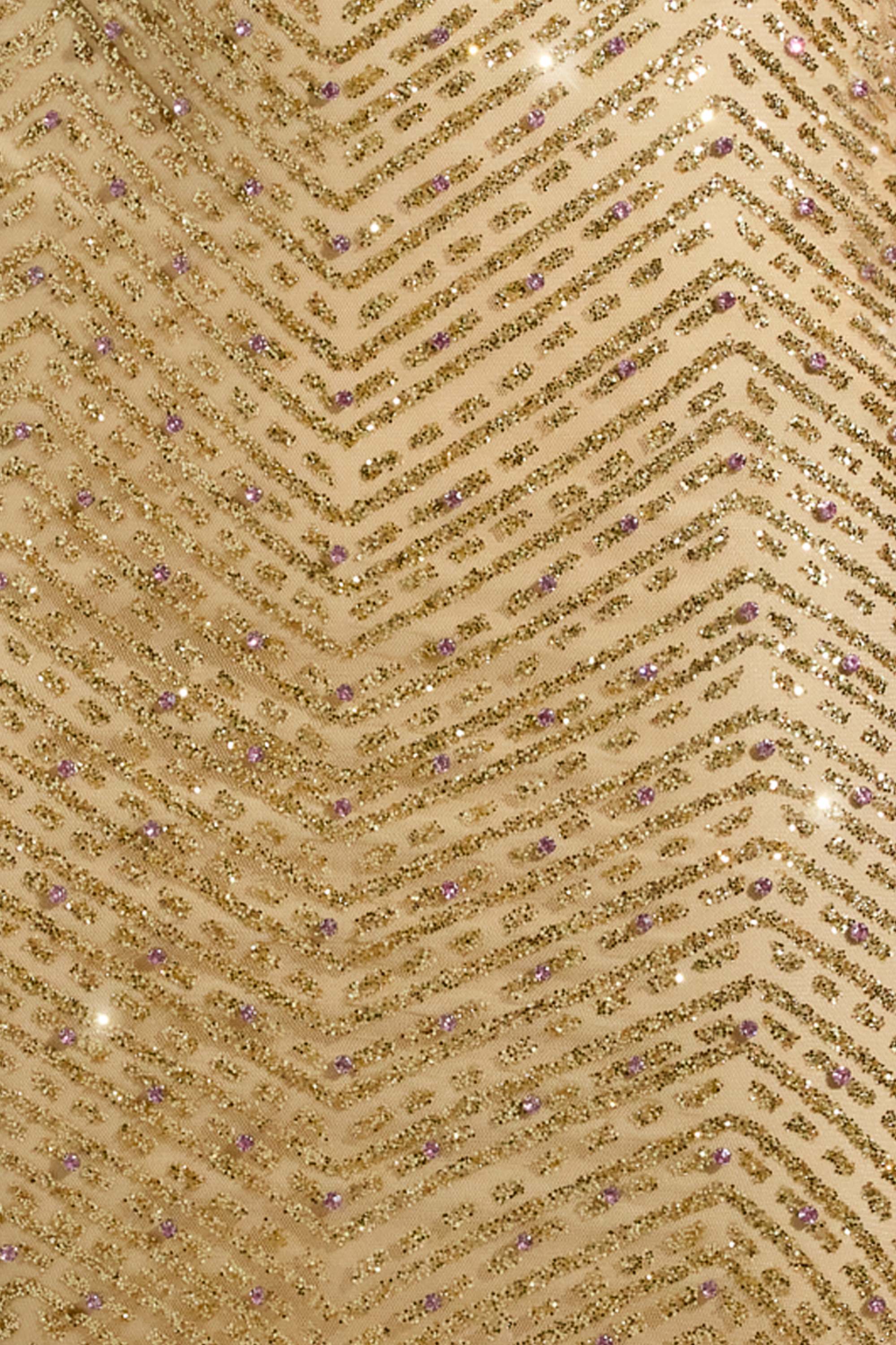 Embellished Scoop Neck Thigh Split Maxi Dress in Gold
