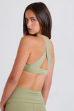 Crossback V Neck Sports Bra in Matcha