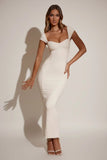 Modal Sweetheart Neck Cap Sleeve Maxi Dress in Ivory