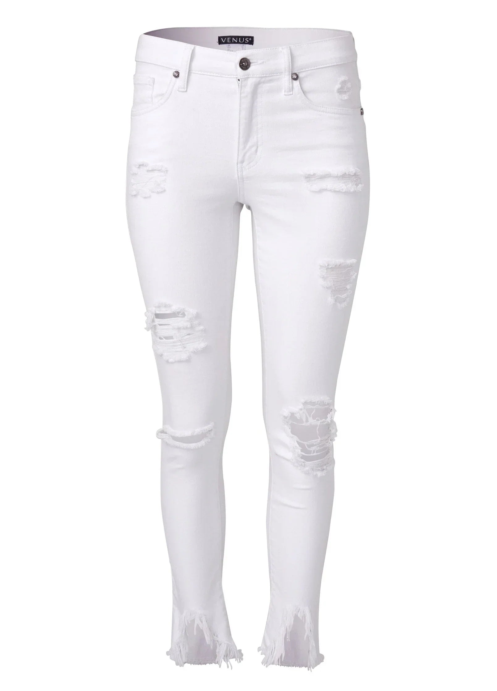 Triangle Hem Jeans White