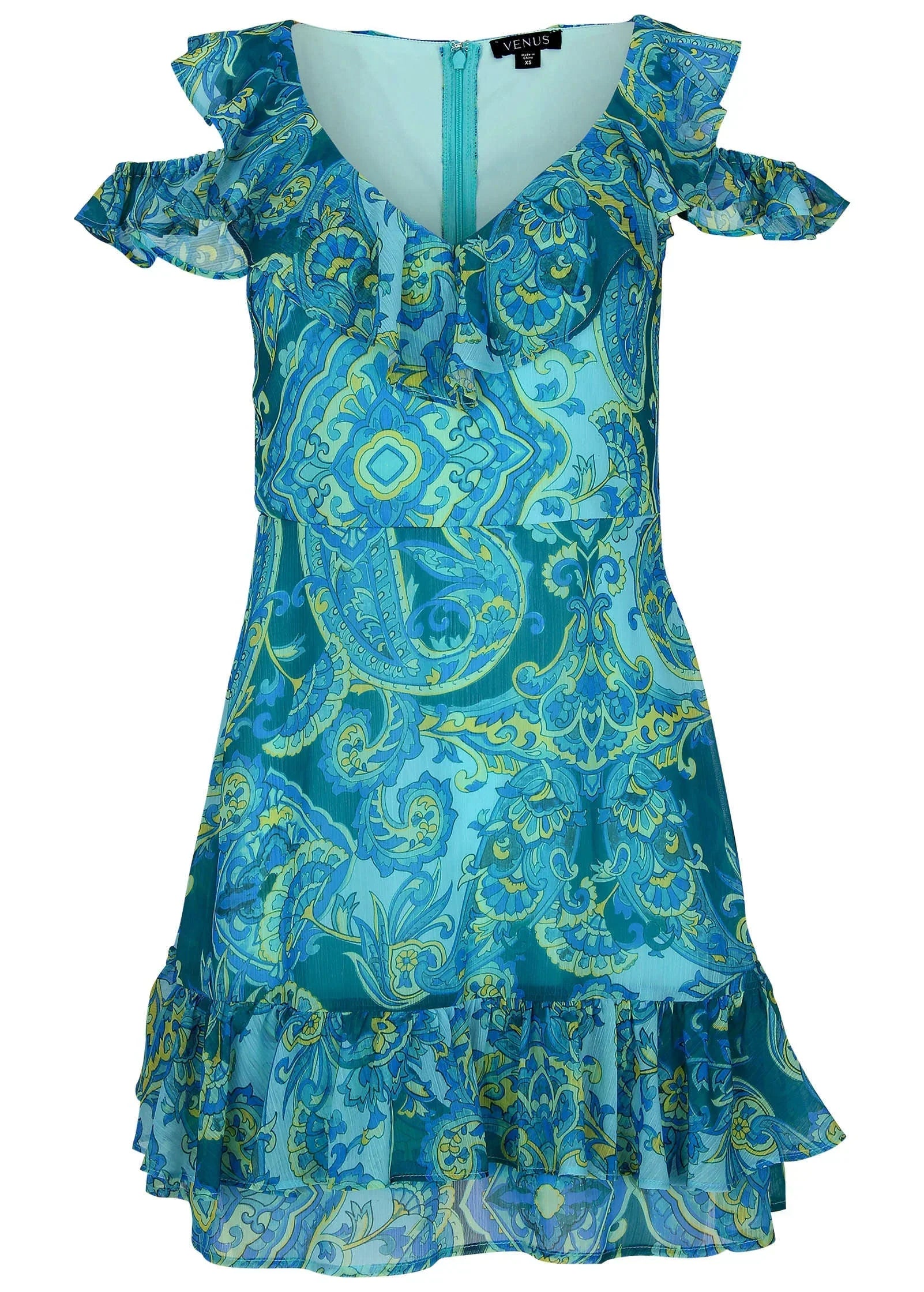Paisley Ruffle Mini Dress Garden Paisley