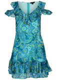 Paisley Ruffle Mini Dress Garden Paisley