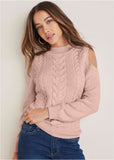 Cable Cold Shoulder Sweater Evening Sand