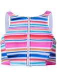 High Neck Zip Up Bikini Top Rainbow Stripes